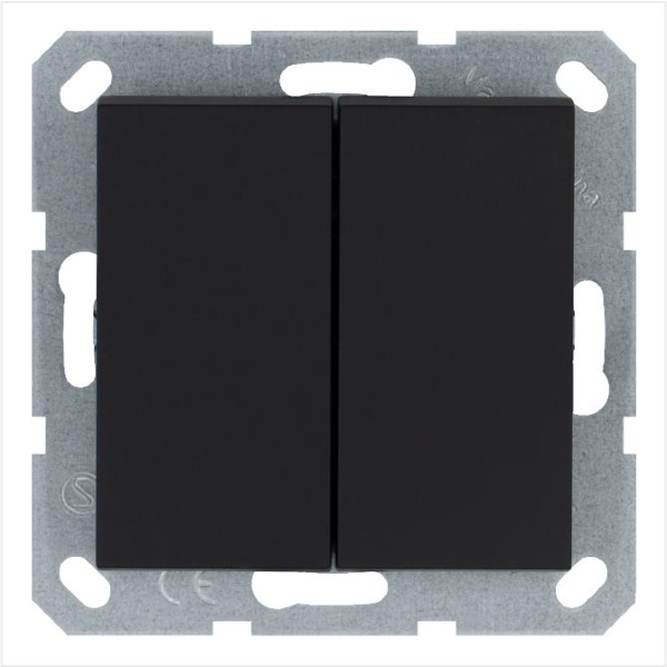 Переключатель перекрестный 2-кл. 10А IP20 механизм черн. матов. soft touch Jasmart G3014PB