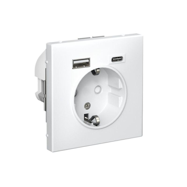 Розетка ArtGallery 16А с 2-мя заряд. устройствами USB A+C 5В/2.4А/3А 2х5В/1.5А механизм лотос SE GAL001332