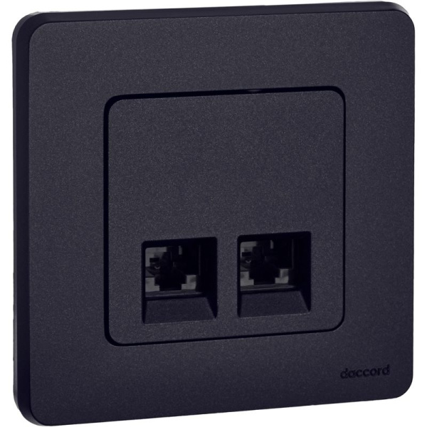 Розетка компьютерная 2-м Inspiria RJ45 кат.5E UTP антрацит IEK 673838