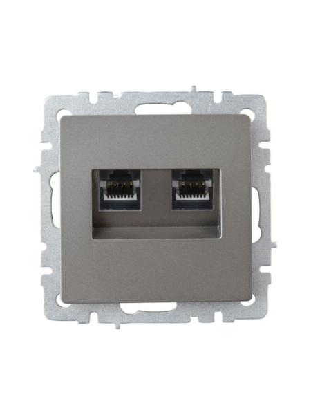 Розетка компьютерная двойн. СП RJ45 кат.6 BRITE РК11-2-БрС механизм сталь IEK BR-K20-2-K46