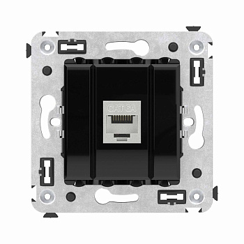 Розетка компьютерная 1-м СП Avanti "Черный квадрат" RJ45 кат.6A без шторок экранир. механизм DKC 4402773