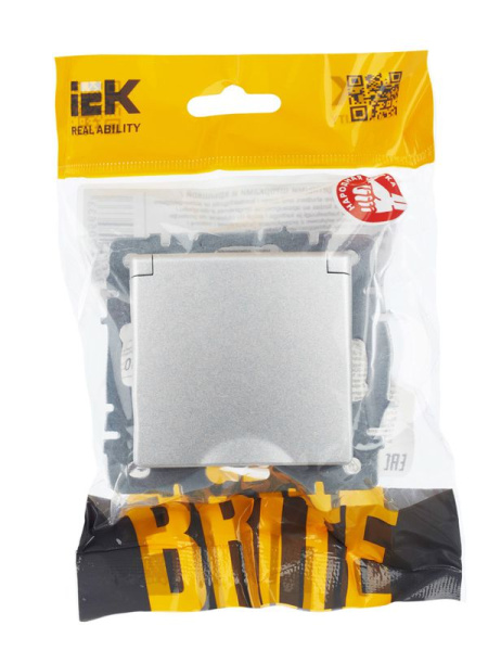 Розетка BRITE РСбш10-3-44-БрА 16А IP44 с заземл. защ. шторки с крышкой механизм алюм. IEK BR-R16-16-44-K47