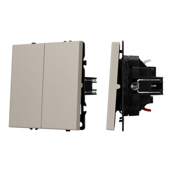 Выключатель 2-кл. ARL NOBE SWT-MK02-SFPL-CA 10А 250В софт-тач кашемир Arlight 059419(1)
