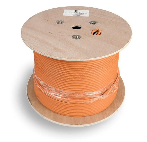 Кабель витая пара S/FTP кат.6A 4х2х23AWG solid LSZH нг(А)-HF SFTP-4P-Cat.6a-SOLID-IN-LSZH оранж. (уп.305м) Cabeus 7468c