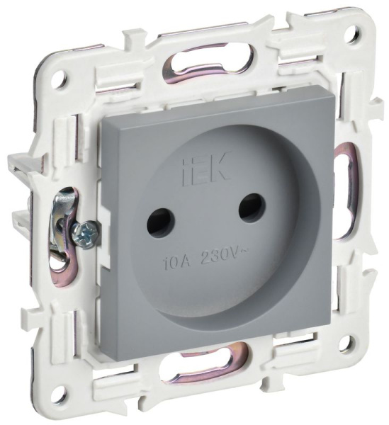 Розетка SKANDY 10А без заземл. защ. шторки SK-R01Gr сер. IEK SK-R13-10-K03