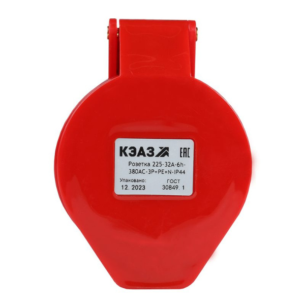 Розетка кабельная 225 32А 380AC 3P+PE+N 6ч IP44 КЭАЗ 222753