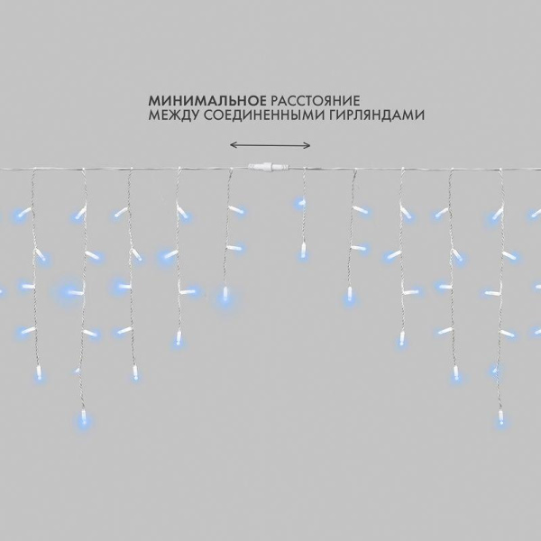 Гирлянда светодиодная "Айсикл" (бахрома) 4х0.6м 128LED син. 10Вт 230В IP67 провод каучук бел. Neon-Night 255-203