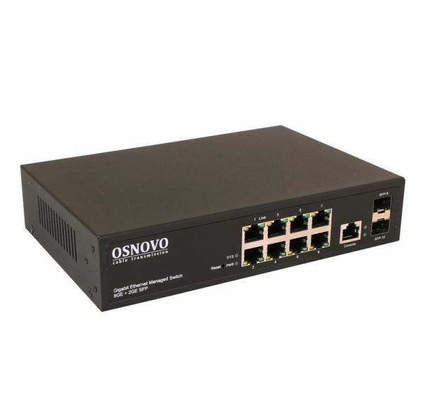 Коммутатор управляемый (L2+) SW-70802/L2 Gigabit Ethernet на 10 портов OSNOVO 13814