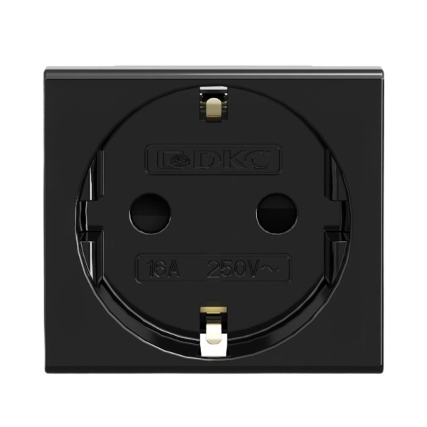 Розетка 1-м 2мод. Viva 16А IP20 2P+E с заземл. защ. шторки черн. DKC 45205