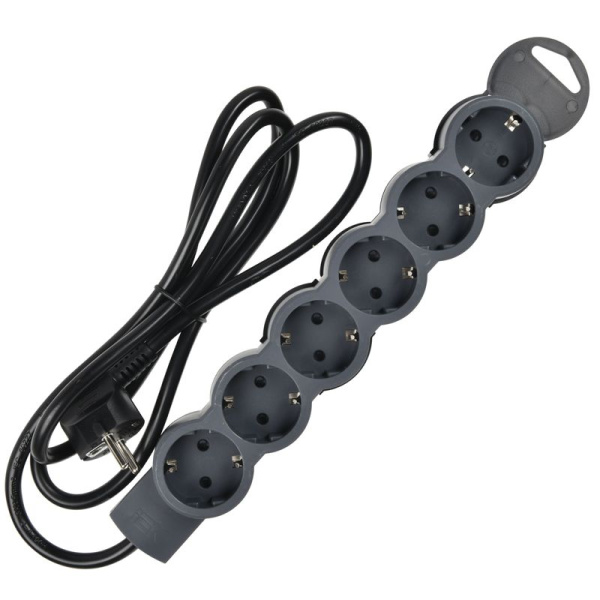 Удлинитель У06 6 мест 1.5м 3х1.5кв.мм 16А черн. STANDARD IEK 695049