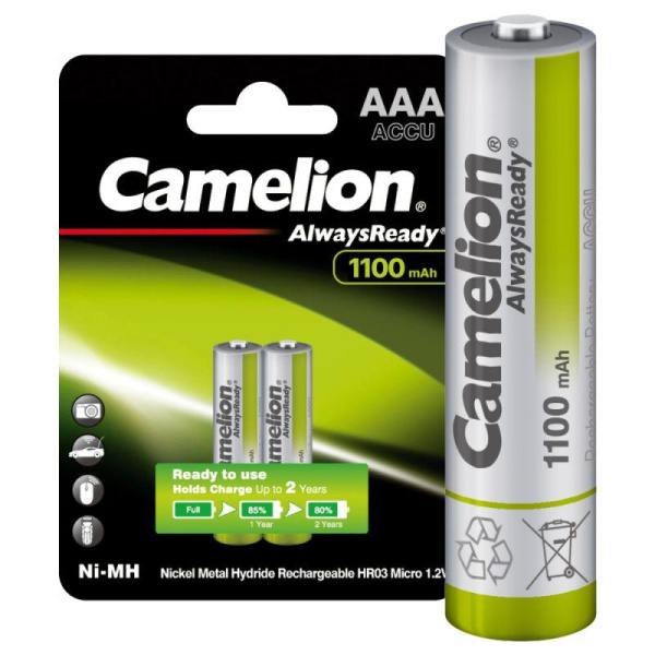 Аккумулятор AAA-1100мА.ч Ni-Mh Always Ready BL-2 NH-AAA1100ARBP2 1.2В Camelion 15037