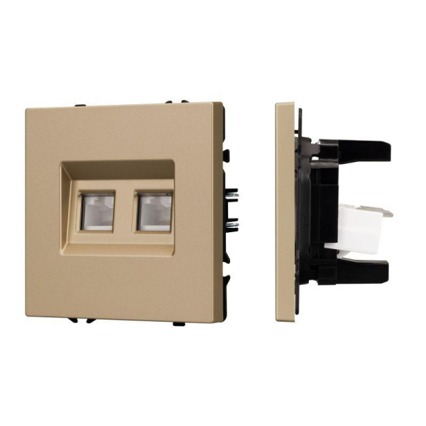 Розетка компьютерная 2-м ARL NOBE SCT-MPC2-SFPL-GD 2хRJ45 кат.6 софт-тач зол. песок Arlight 054314(1)