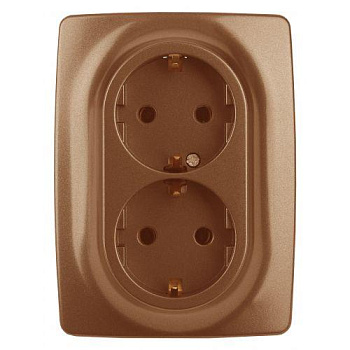 Розетка 2-м СП Эра12 12-2106-14 16А IP20 16AX 250В 2х2P+E Schuko медь Эра Б0031236