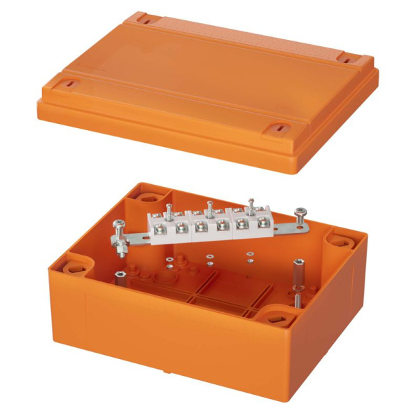 Коробка ответвительная FS 240х190х90мм IP56 6п 450В 20А 10кв.мм с гладкими стенками и клеммниками нерж. контакт пластик. DKC FSK40610