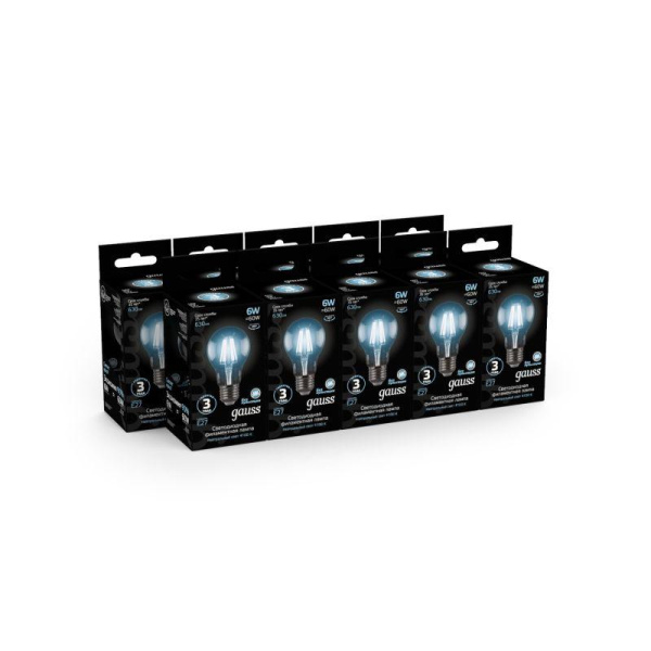 Лампа светодиодная филаментная Black Filament 6Вт A60 грушевидная 4100К нейтр. бел. E27 630лм GAUSS 102802206