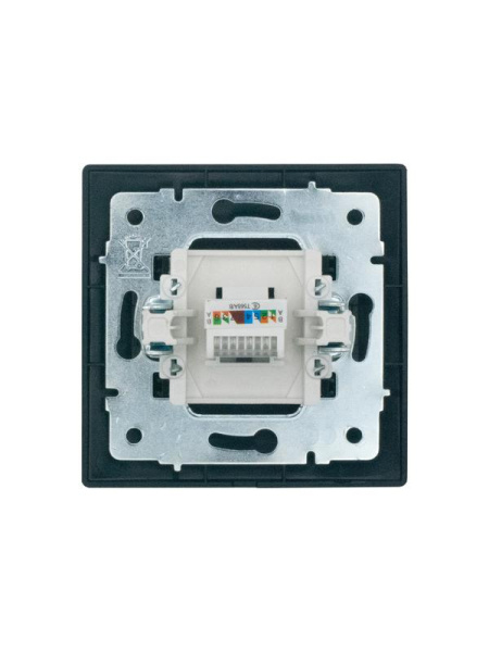 Розетка компьютерная 1-м СП KARINA IP20 RJ45 кат.6 механизм черн. LEZARD 707-4288-140