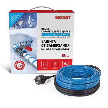 Кабель греющий саморег. Extra Line (комплект для труб) 15MSR-PB 25M (25м/375Вт) REXANT 51-0623