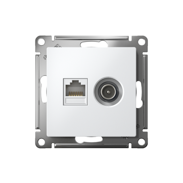 Розетка компьютерная + телевизионная 2-м СП AtlasDesign RJ45 кат.5E + TV механизм лотос SE ATN001389