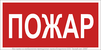 Знак безопасности BL-2010B.F20"Пожар" Белый свет a17797