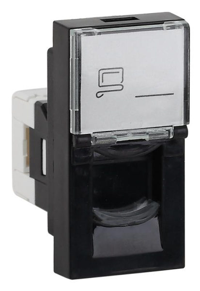 Розетка модульная компьютерная RJ-45 45х22.5мм черн. Ruvinil АДЛ 13-902-Ч