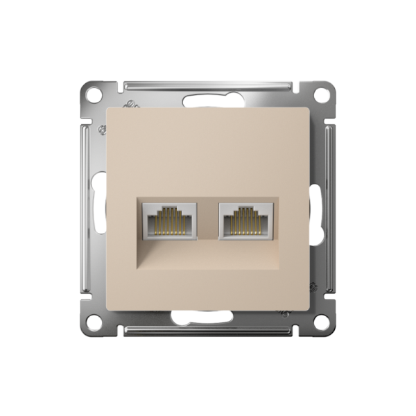 Розетка компьютерная 2-м AtlasDesign RJ45+RJ45 кат.5E механизм песочн. SE ATN001285