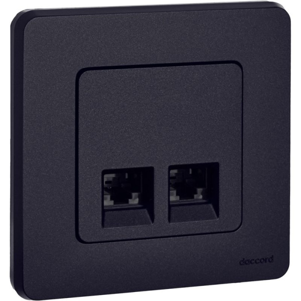 Розетка компьютерная 2-м Inspiria RJ45 кат.6 UTP механизм антрацит IEK 673843