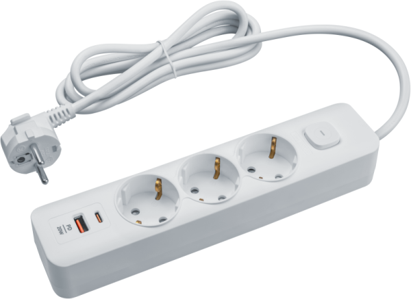 Удлинитель 3х5м с заземл. 16А IP20 95 689 NPE-USB06-03-500-ESC-3X1-PD20W USB-C + USB-A с выкл. бел. NAVIGATOR 95689