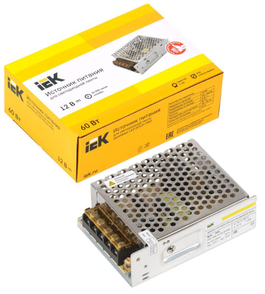 Драйвер LED ИПСН-PRO 5050 60Вт 12В блок-клеммы IP20 IEK LSP1-060-12-20-33-PRO