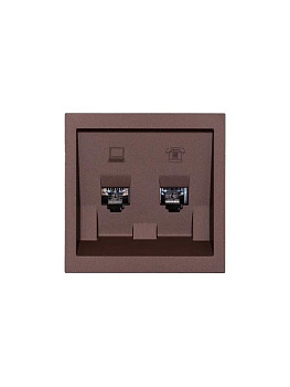 Розетка компьютерная + телефонная СП ZIMA IP20 механизм шоколад LEZARD 704-7388-143