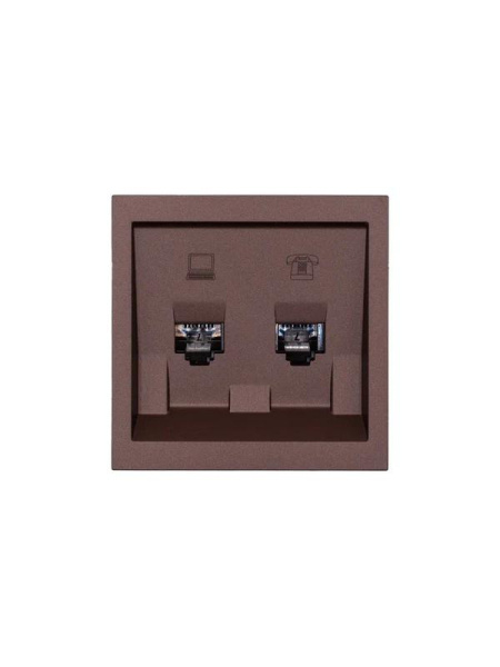 Розетка компьютерная + телефонная СП ZIMA IP20 механизм шоколад LEZARD 704-7388-143