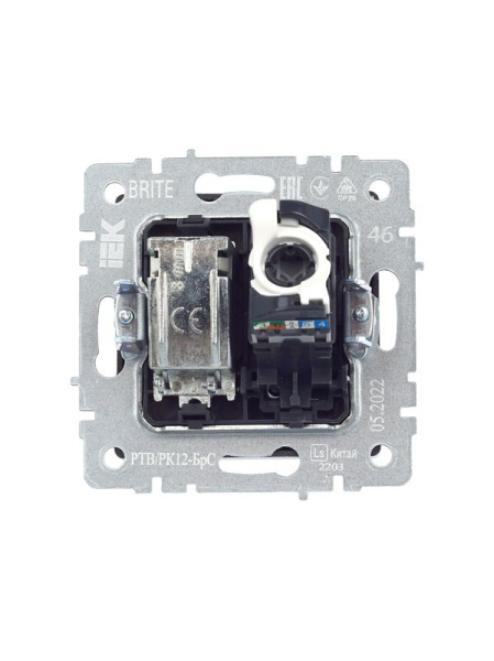 Розетка компьютерная + телевизионная 2-м Brite РТВ/РК12-БрС RJ45 кат.5E + TV механизм сталь IEK BR-AK20-1-K46
