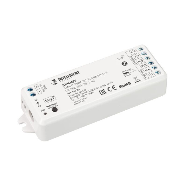 Диммер SMART-PWM-102-72-MIX-PD-SUF (12-36В 2х5А ZB 2.4G) пластик INTELLIGENT ARLIGHT 035310