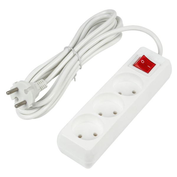 Удлинитель 3х3м без заземл. 10А Ultra S-CU3-3B WHITE бел. Uniel UL-00009995