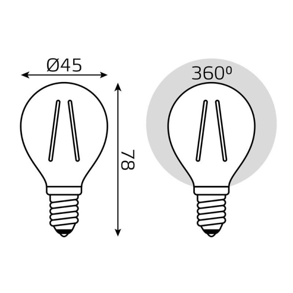 Лампа светодиодная филаментная Filament Elementary 10Вт шар 4100К Е14 670лм GAUSS 52120
