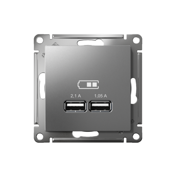 Розетка USB AtlasDesign тип A+A 5В 1х2.1А 2х1.05А механизм сталь SE ATN000933