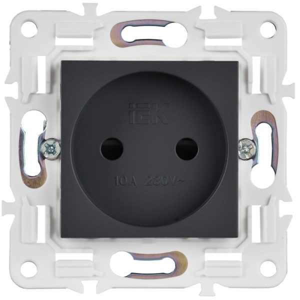 Розетка SKANDY 10А без заземл. защ. шторки SK-R01T титан IEK SK-R13-10-K48