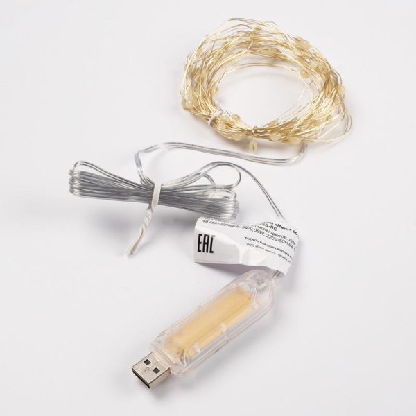 Гирлянда "Нить" ILDM048RGB-C-USB-RC 48 RGB минисветодиодов 4.8м с контроллером для помещений пульт SHLights 4690601049964