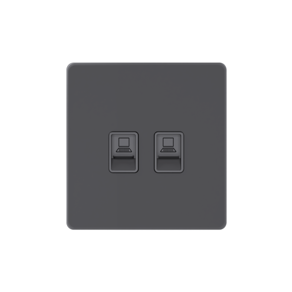 Розетка информационная 2-м СП Systeme Infinity RJ45 кат.5E IP20 вулканический пепел SE FSE000785