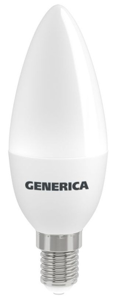 Лампа светодиодная C35 10Вт свеча 6500К E14 230В GENERICA LL-C35-10-230-65-E14-G