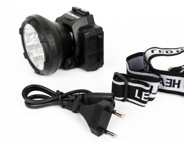 Фонарь аккумуляторный налобный LED5365 5LED 2 режима 220В пластик. черн. (бокс) Ultraflash 11648