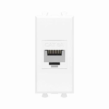 Розетка компьютерная 1мод. Avanti "Белое облако" RJ45 кат.6A без шторок модульная механизм DKC 4400671