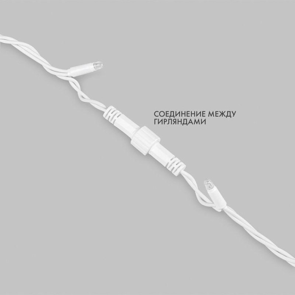 Гирлянда светодиодная "Нить" 20м 200LED тепл. бел. 15Вт 24В IP67 эффект мерцания (каждый 5-ый диод) провод каучук бел. (нужен трансформатор 531-100/531-311/531-312) Neon-Night 315-536