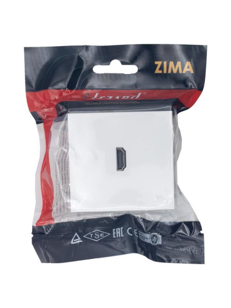 Розетка HDMI 1-м СП ZIMA IP20 механизм бел. LEZARD 704-0288-203