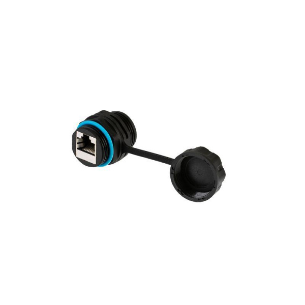 Модуль соединительный индустриальный RJ-45(8P8C) FTP кат. 6 IP68 с защитным колпачком для кабеля Rexant 02-0285