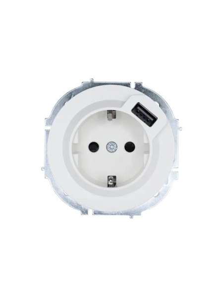 Розетка 1-м СП OSEN с заземл. + USB разъем бел. LEZARD 743-0288-181