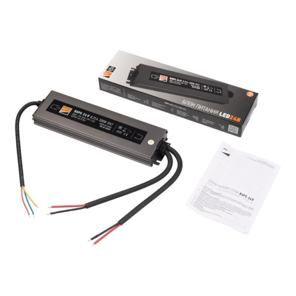Блок питания для светодиод. ленты BSPS 24В 8.25А 200Вт IP67 JazzWay 5066557