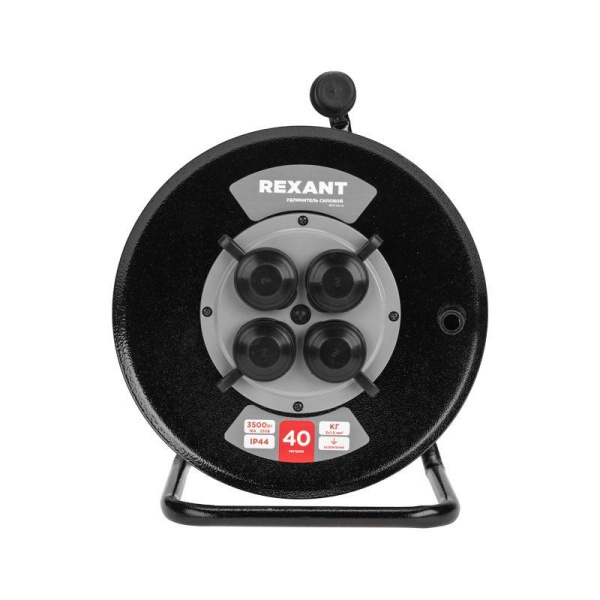 Удлинитель на метал. катушке 4х40 с заземл. IP44 КГ 3х1.5 c защ. крышкой Rexant 13-5012