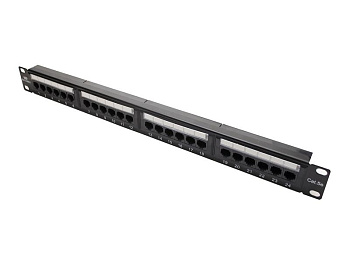 Патч-панель кат.5E UTP 19дюйм 1U 24хRJ45 568A/В черн. Datarex DR-4001