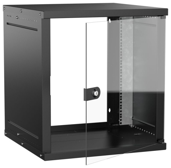 Шкаф настенный 12U 600х600мм дверь стеклян. черн. GENERICA LWE5-12U66-GF-G