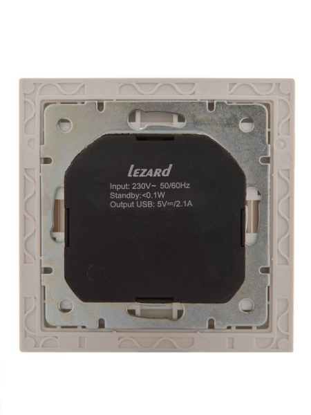Розетка 1-м СП Rain 16А с заземл. + USB разъем бел. LEZARD 703-0202-181